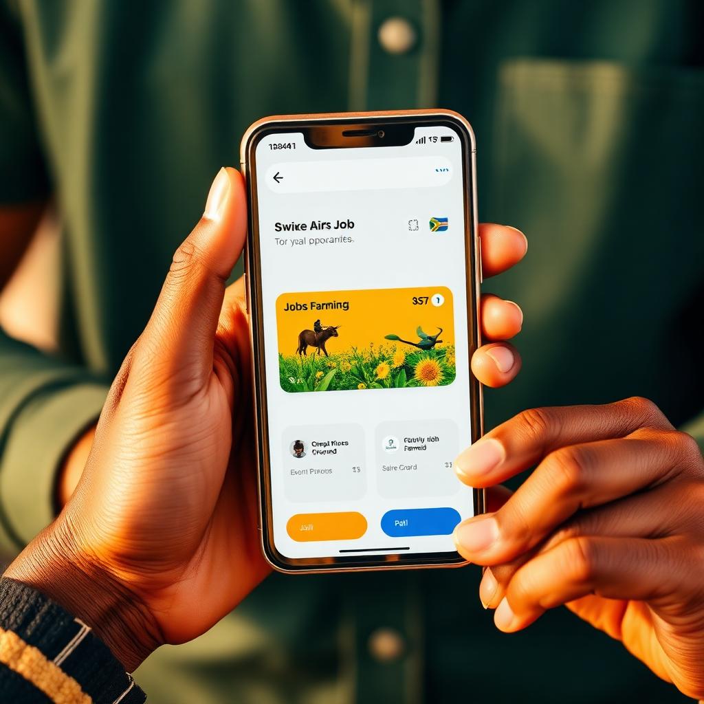 Hands holding a phone with a swipe-style opportunity card